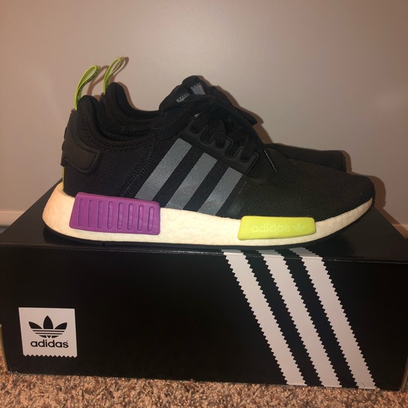 black purple and green nmd